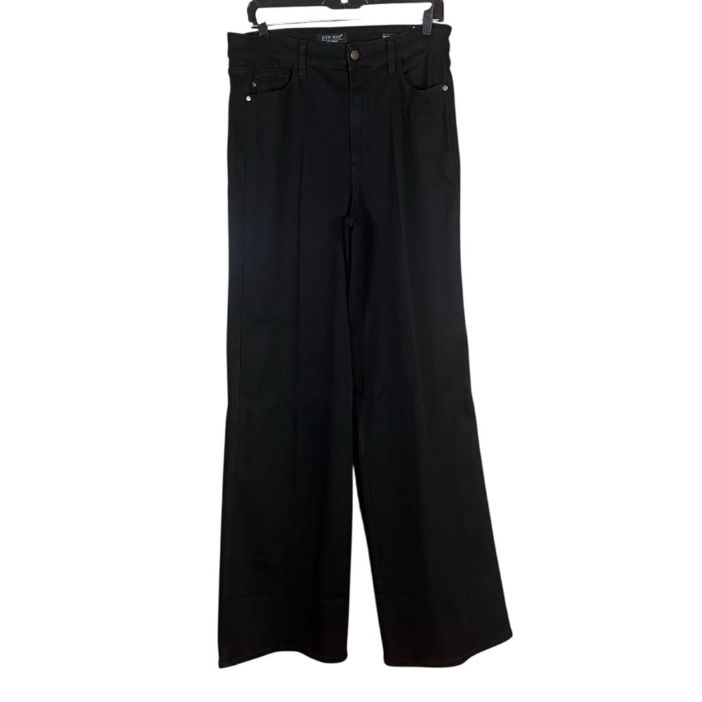 Judy Blue‎ High Waist Black Retro Wide Leg Cuffed Jeans Size 11/30